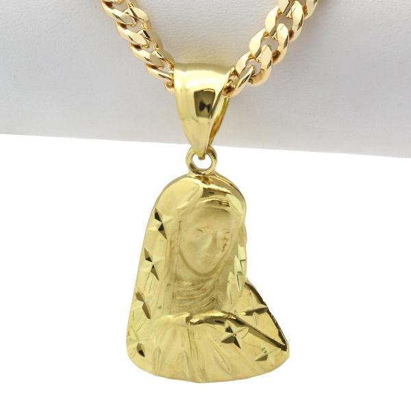 Virgin Mary Portrait Solid 5 Star Pendant