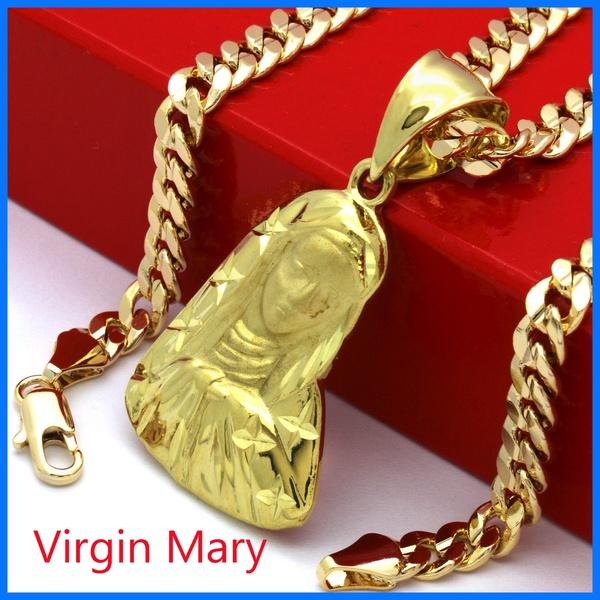 Virgin Mary Portrait Solid 5 Star Pendant