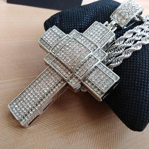 Hip Hop 18k Gold Cross Pendant Necklace