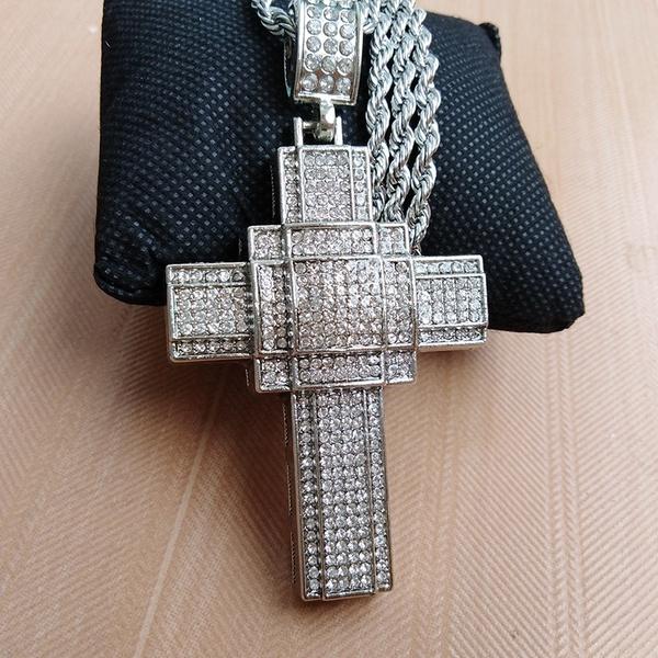 Hip Hop 18k Gold Cross Pendant Necklace