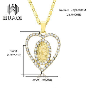 Virgin Mary Heart Pendant Necklace Prayer