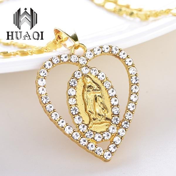 Virgin Mary Heart Pendant Necklace Prayer