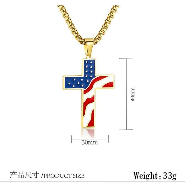 Stainless Steel American Flag Star Spangled Flag Cross