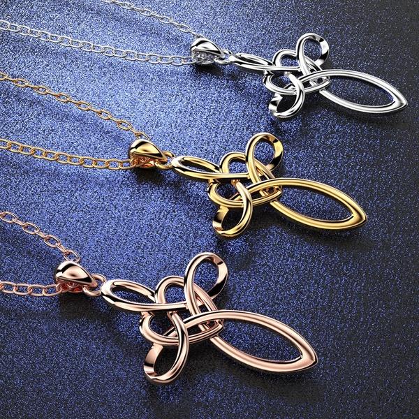 Eternal Love Heart Celtic Knot Cross Pendant Necklace