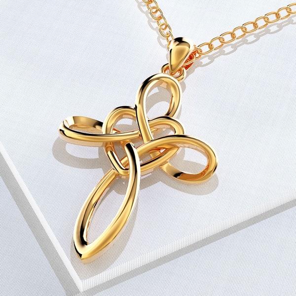 Eternal Love Heart Celtic Knot Cross Pendant Necklace