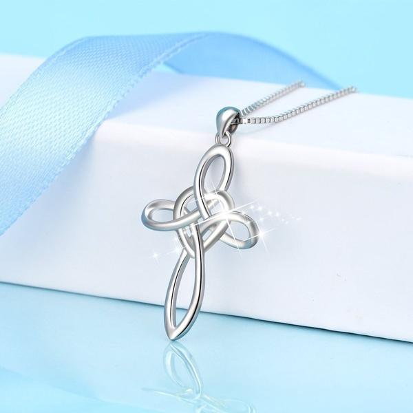 Eternal Love Heart Celtic Knot Cross Pendant Necklace