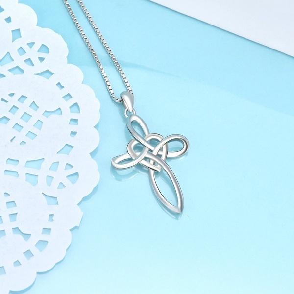 Eternal Love Heart Celtic Knot Cross Pendant Necklace