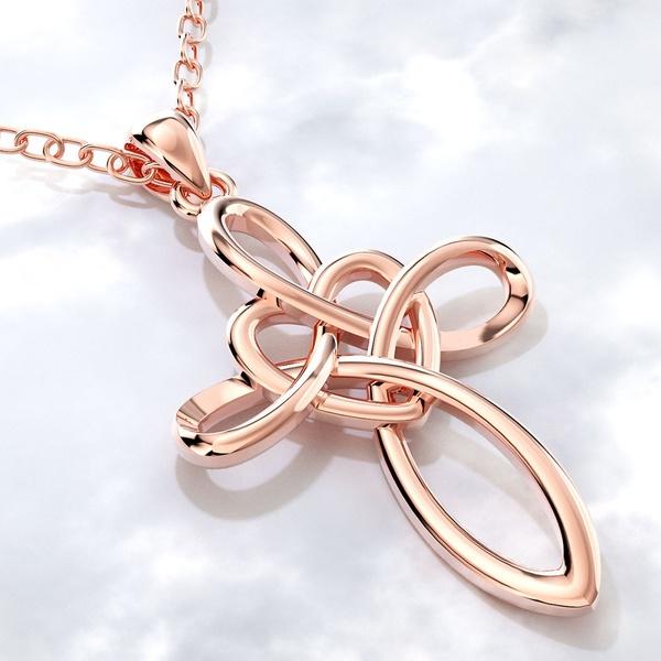 Eternal Love Heart Celtic Knot Cross Pendant Necklace