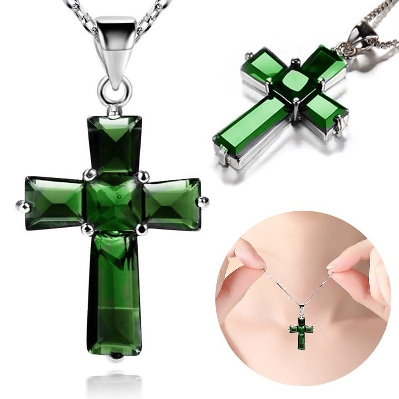 Emerald & Silver Christian Charm