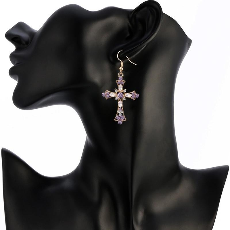 Crystal Necklace Earrings Set Ornaments Cross Pendant & Earrings