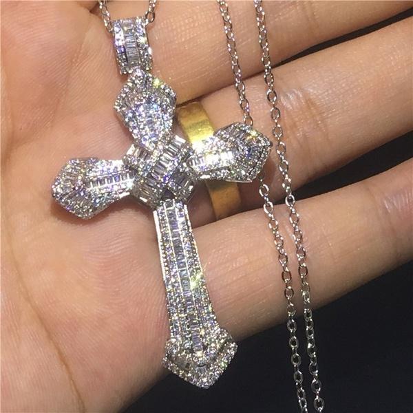 Luxury Big Cross Wedding Pendant with Necklace