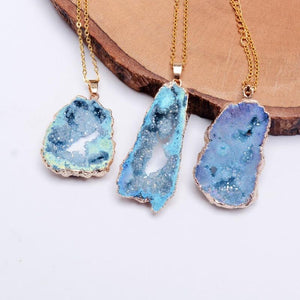 Crystal Geometric Agate Geode Slice Necklace