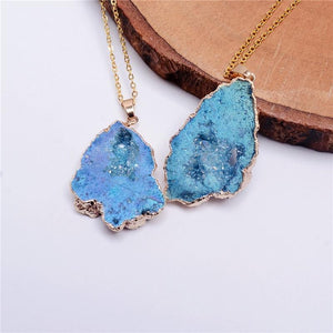 Crystal Geometric Agate Geode Slice Necklace