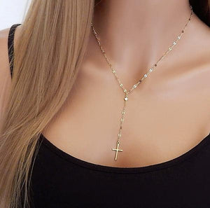 Simple Gold Silver Cross Necklace Collarbone