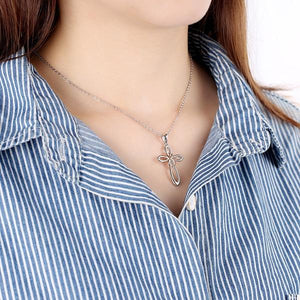 Pink Infinity Silver Cloth Cross Pendant Necklace