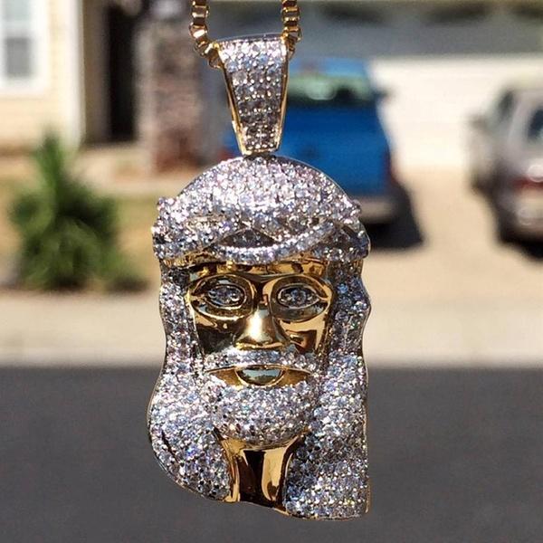 Jesus Piece Stainless Steel Chain Necklace Iced Out