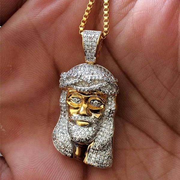 Jesus Piece Stainless Steel Chain Necklace Iced Out